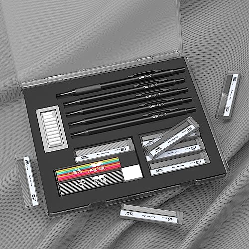 Mr. Pen- Metal Mechanical Pencil Set with Lead and Eraser Refills, 5 Sizes, Black, 0.3, 0.5, 0.7, 0.9, 2mm, Drawing Mechanical Pencils, Mechanical Mr. Pen