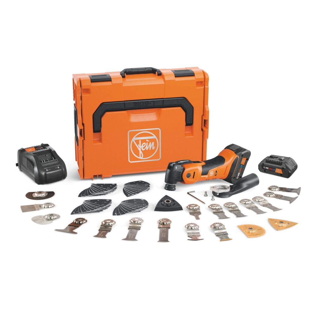 Fein MultiMaster AMM 700 Max Top Cordless Oscillating Multi-Tool Kit with QuickIN System - StarLockMax Mount, 18 V AMPShare, 4 Ah - 71293661090 Fein