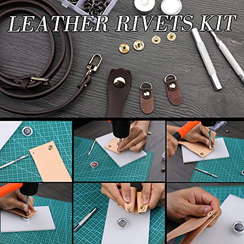 328Pcs Leather Tooling Kit, Leather Kit with Manual, Leather Working Tools and Supplies, Leather Stamp Tools, Stitching Groover and Rivets Kit ZMAAGG