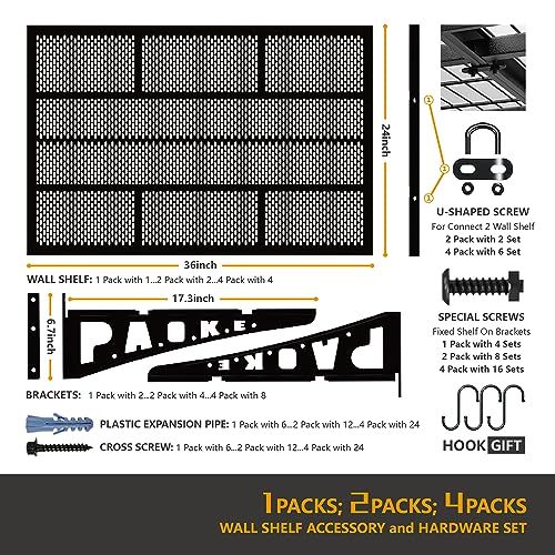 PAOKE New Type Garage Wall Shelving, Sturdy Heavy Duty Floating Shelves, 2 Pack Weighs up to 500 lbs, Great Option for Saving Space in The Garage - WoodArtSupply