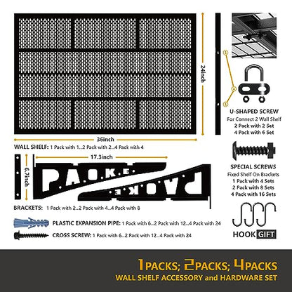 PAOKE New Type Garage Wall Shelving, Sturdy Heavy Duty Floating Shelves, 2 Pack Weighs up to 500 lbs, Great Option for Saving Space in The Garage - WoodArtSupply