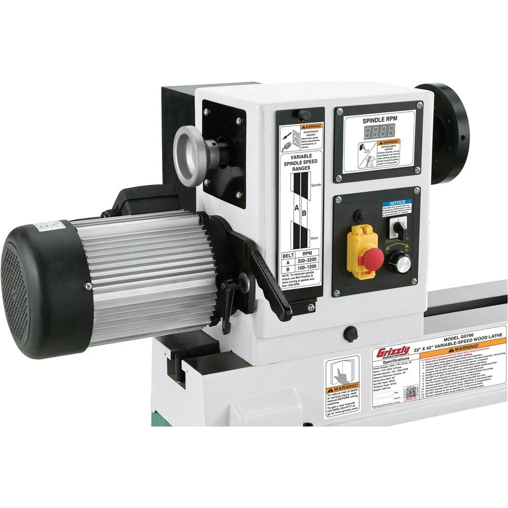 Grizzly G0766 22" x 42" Variable-Speed Wood Lathe - WoodArtSupply