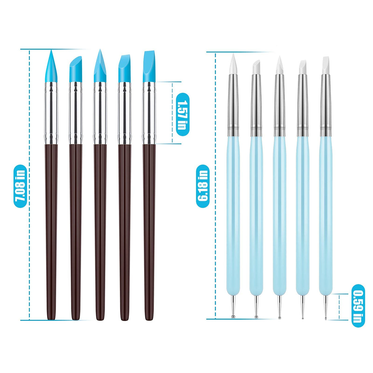 Clatoon 10Pcs Silicone Clay Sculpting Tool, Modeling Dotting Tool & Pottery Craft use for DIY Handicraft, Silicone Brush, Sculpture Pottery, Nail Art Clatoon