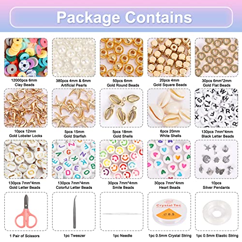 Quefe QUEFE 10160pcs, 120 Colors Clay Beads for Bracelet Making Kit, Flat  Beads for Girls 8-12, Polymer Heishi Beads for Jewelry Kit