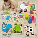 Magifire Wood Puzzles for Toddlers 1-3, Set of 6 Montessori Toys for 1 Year Old, Toddler Puzzles, Baby Puzzles with Large Pieces Safe for Kids, MAGIFIRE