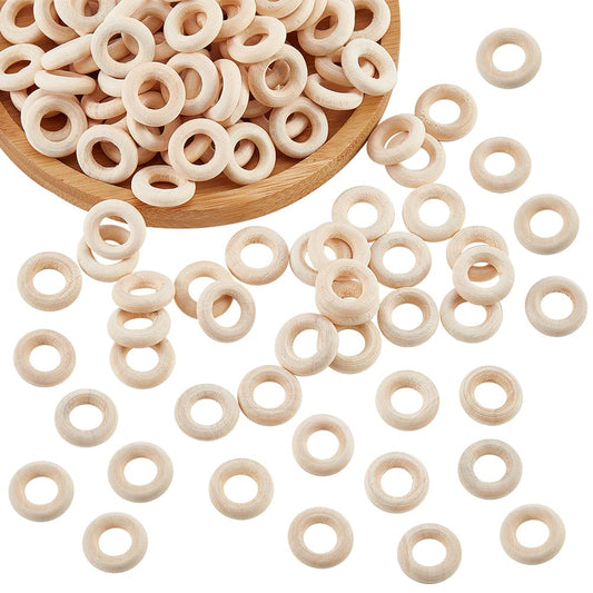 NBEADS 400 Pcs Wooden Linking Rings, 15mm Unfinished Round Wooden Charm Donut Circle Linking Rings Pendant Blank Wooden Loop for Earring Jewelry DIY - WoodArtSupply