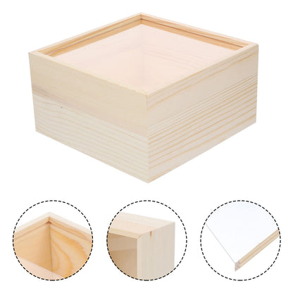 STOBOK Unfinished Wood Boxes Small Crafts Wooden Boxes with Clear Lid Decorative Jewelry Display Box for DIY Birthday Party Favor Gifts Supplies, - WoodArtSupply