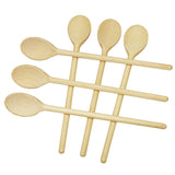 BICB Oval Wooden Spoons for Cooking, Pack of 6 (12-Inch Long) Solid Natural Beechwood Cookware for Stirring, Mixing, Tasting, Serving Food, Craft, BICB
