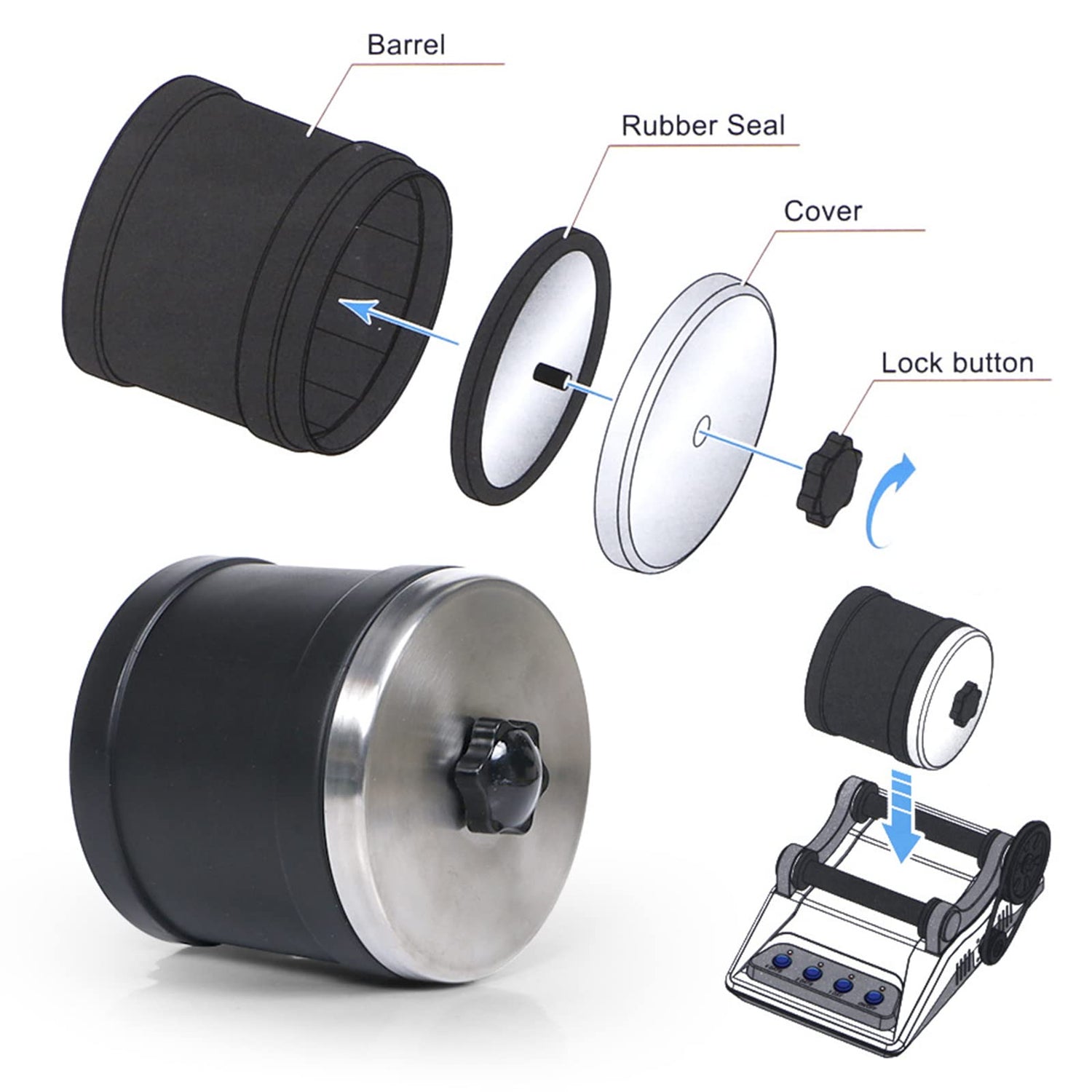 BUAOB Rock Tumbler Kit - Turn Rough Rocks into Beautiful Gems with 7-Day Polishing Timer, Includes 2 Belts, Bag of Rough Stones, 4 Stages of BUAOB