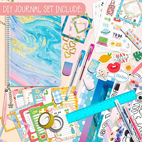 Gifts for Girls Age of 8 9 10 11 12 13 Years Old and Up, DIY Journal Set, Personalized Diary Stuff for Tweens Teens, Decorate Your Planner/Organizer,