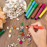 AUEAR, 300 Pack Wooden Embellishments Squirrel Mushroom Leaf Slices Discs Unfinished Wooden Cutouts Wood Ornaments for Crafts DIY Handmade Decoration AUEAR