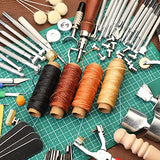 273 Pieces Leather Working Tools and Supplies with Leather Tool Box Cutting Mat Hammer Stamping Tools Needles Snaps and Rivets Kit Perfect for BAGERLA