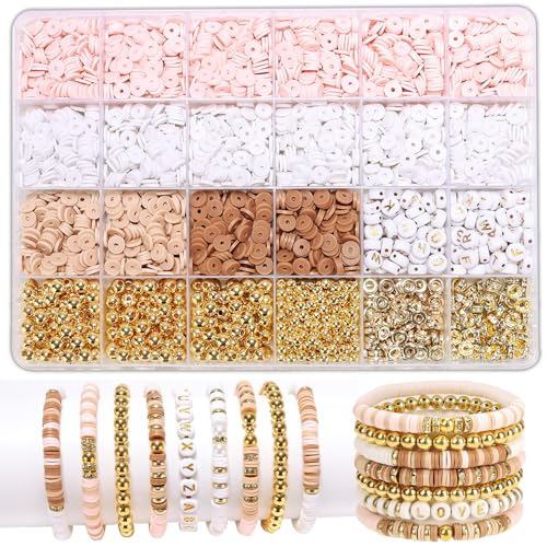 LFLIUN Bracelet Making Kit Friendship Gold Beads Clay Beads Jewelry&Bracelet Making Kit for Girls Charm Bracelet Maker Set with Letter Beaded Kit for