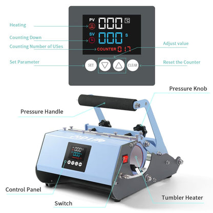PYD Life 2 in 1 40 OZ Tumbler Heat Press Machine 110 V Blue 20 OZ 30 OZ Mug Heat Press for 40 OZ Tumbler with Handle Sublimation Straight Tumblers - WoodArtSupply