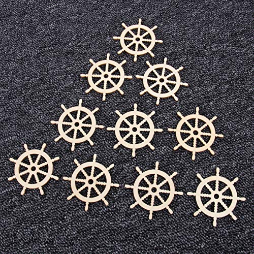 Healifty 100pcs Wooden Rudder Nautical Ornaments Beach Coastal Decor Painted Unfinished Wood Cutouts Shapes Pieces Crafts Pendants for Wedding Table Healifty