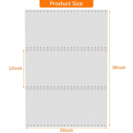 TORACK 3Pcs Metal Pegboard Panels for Wall Garage Utility Tools Pegboard Storage System for Workbench, Shop, Shed Modular Peg Board Organizer Board TORACK