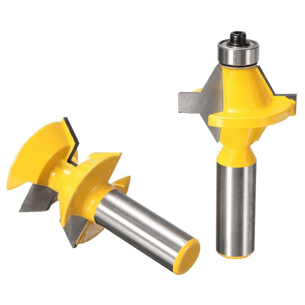 Yakamoz 2Pcs Matched 1/2" Shank Tongue and Groove Router Bit Set 120 Degree Woodworking Groove Chisel Cutter Tool YAKAMOZ