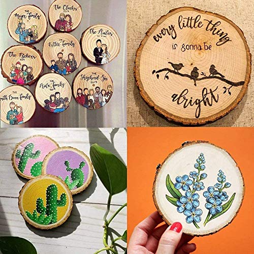 Unfinished Natural with Tree Bark Wood Slices 30 Pcs 2.4"-2.8" inch Disc Coasters Wood Coaster Pieces Craft Wood kit Circles Crafts Christmas William Craft