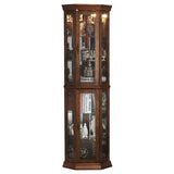 Hayiodda Corner Curio Glass Display Cabinet - Lighted Corner Curio China Cabinet with Mirrored Back, China Display Cabinet with Glass Doors and Hayiodda