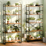 Shintenchi Rustic Brown 5-Tier Industrial Bookcase for Home, Office, and Living Spaces Shintenchi