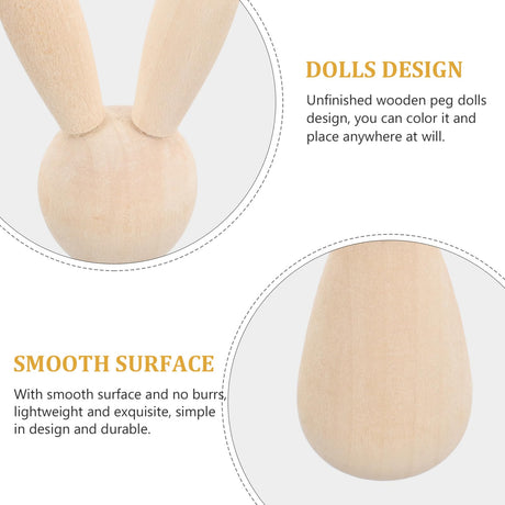 Light House Decorations for Home 10 Pcs Unfinished Wooden Peg Dolls Rabbit Wooden Peg Figures Animal Doll Bodies for DIY Craft Art Home Party EXCEART