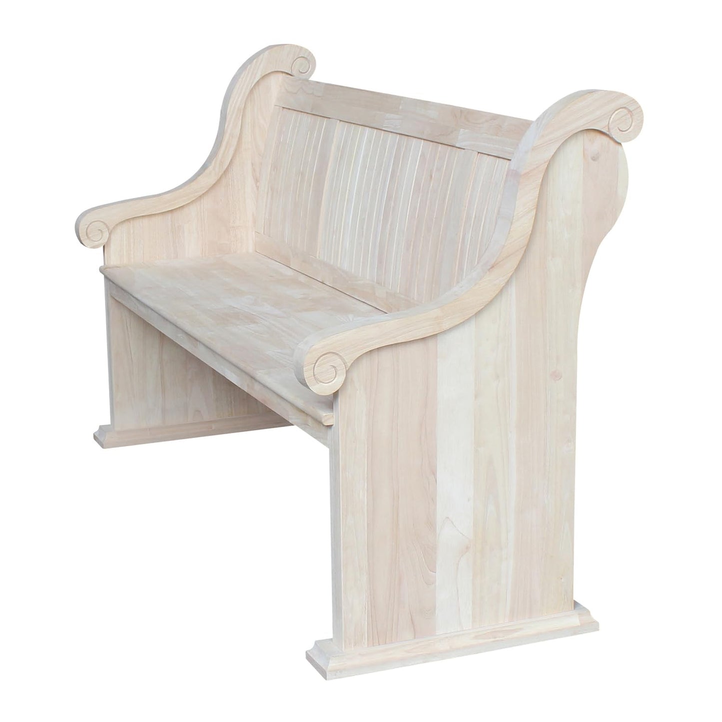 IC International Concepts Sanctuary, Unfinished Bench, 62.8 in W x 25 in D x 38.2 in H - WoodArtSupply