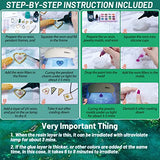 UV Resin Kit with Light, 200g Ultraviolet Fast Curing UV Epoxy Resin Set with UV Light Crystal Hard Type Resin Glue Jewelry Making Supplies Starter Cruzix