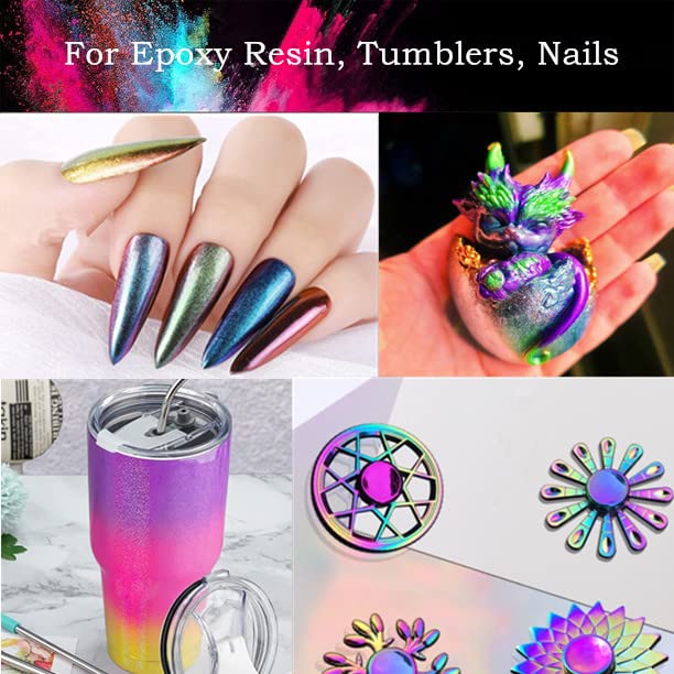 Chameleon Mica Powder, 6 Color Changing Mica Powder for Epoxy Resin, Tumblers, Color Shifting Pigment Powder for Nail Art,Soap yesogreat