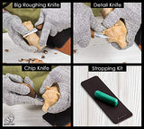 BeaverCraft Wood Carving Kit Deluxe Whittling Knives Set & Leather Strop for Carving Knife S15X Wood Carving Knives Set, Tools & Knife Strop with BeaverCraft