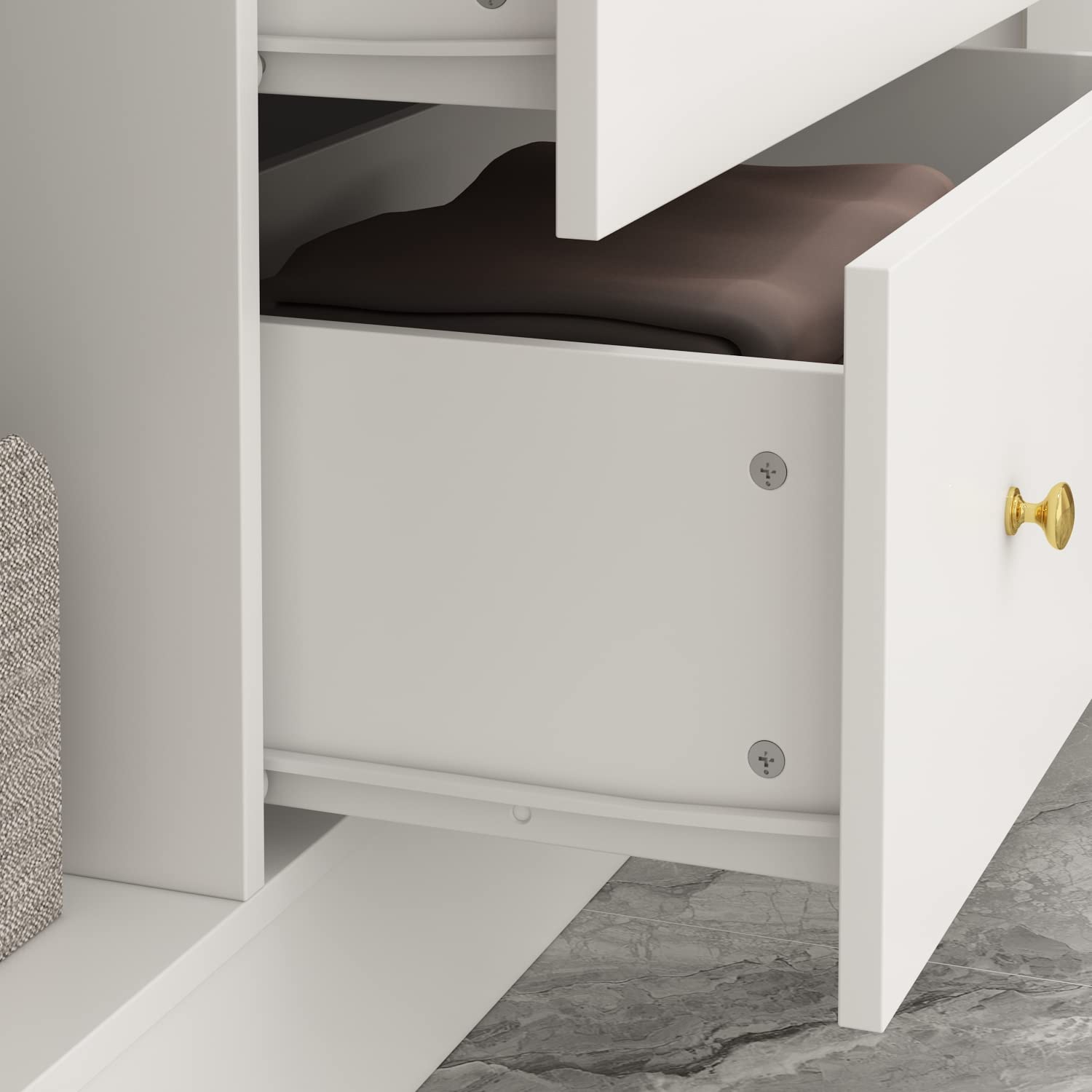 ECACAD Wardrobe Armoire with Mirror, 5-Tier Shelves, 2 Drawers, 2 Hanging Rods and 4 Doors, Wooden Closet Storage Cabinet for Bedroom, White (63”W x ECACAD