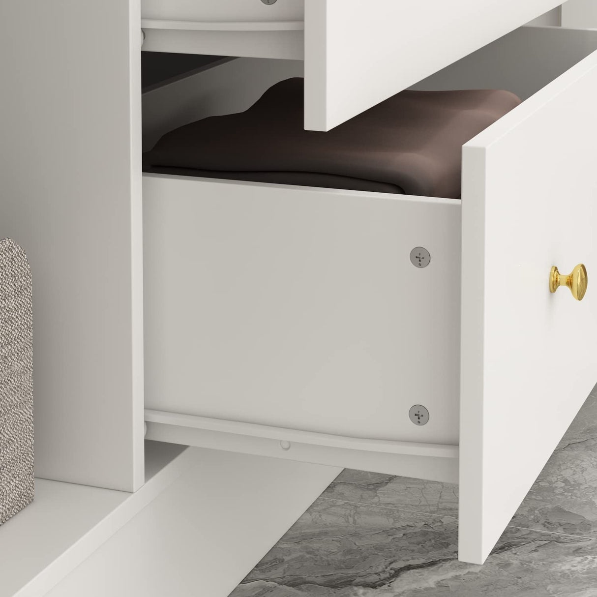 ECACAD Wardrobe Armoire with Mirror, 5-Tier Shelves, 2 Drawers, 2 Hanging Rods and 4 Doors, Wooden Closet Storage Cabinet for Bedroom, White (63”W x ECACAD