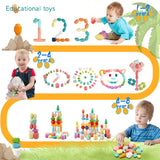 48PCS Wooden Stacking Building Blocks Montessori Toys for 1 2 3 4 5 6 Year Old Girls Boys Preschool Educational Sensory Toys for Toddlers 1-3 STEM BigShu