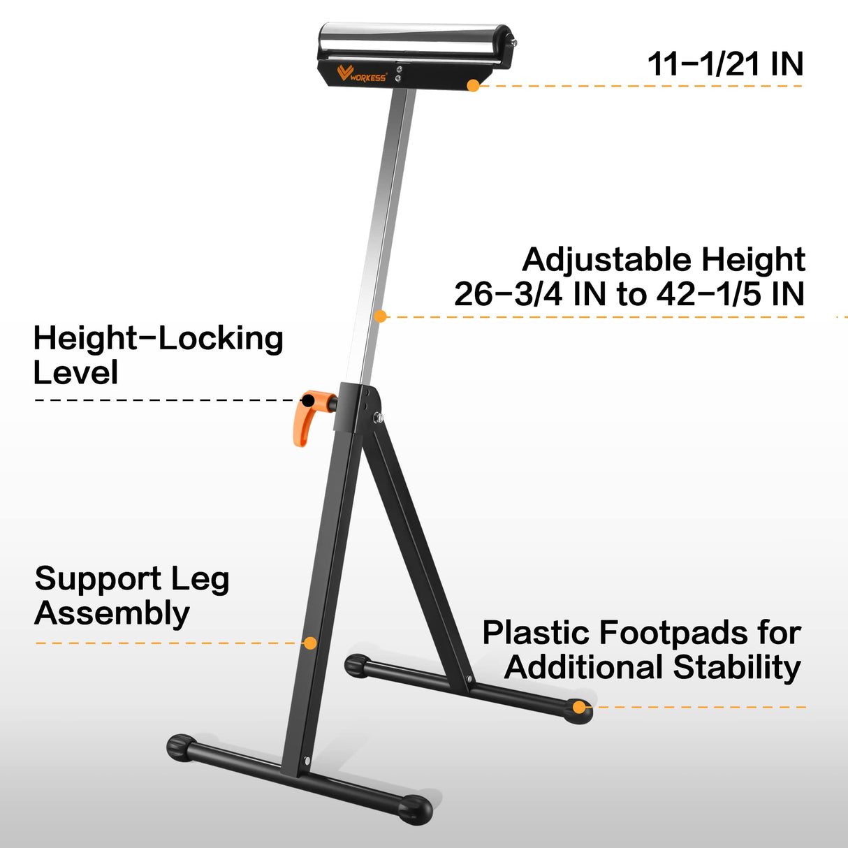 WORKESS Roller Support Stand 132 Lbs Load Capacity, Twin Pack WK-RS004T WORKESS
