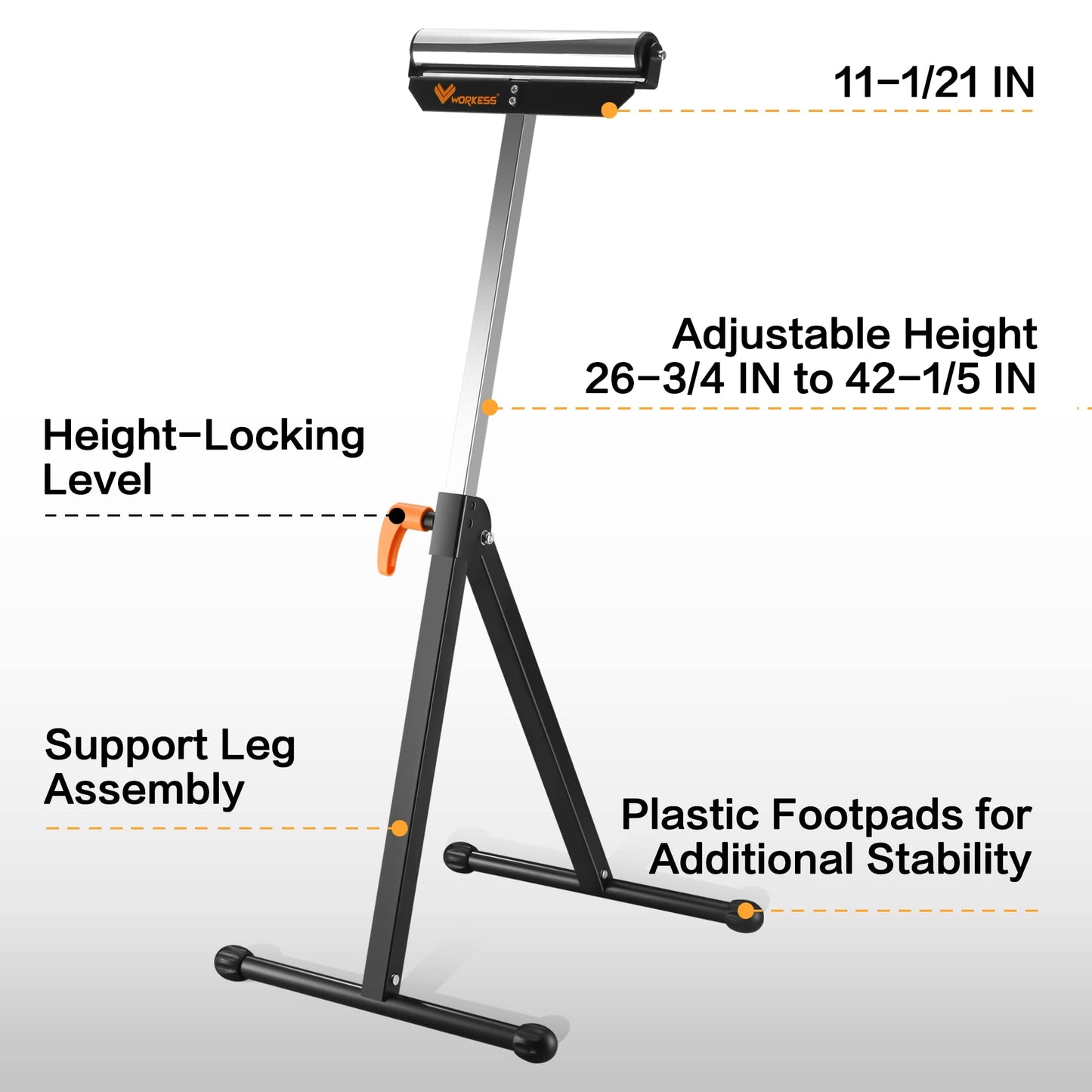 WORKESS Roller Support Stand 132 Lbs Load Capacity, Twin Pack WK-RS004T - WoodArtSupply