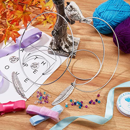 INFUNLY 2 Set Dream Catcher Kit Make Your Own Dreamcatcher for Girls DIY Instruction Included Handmade Dreamcatcher Moon Circle Star Metal - WoodArtSupply