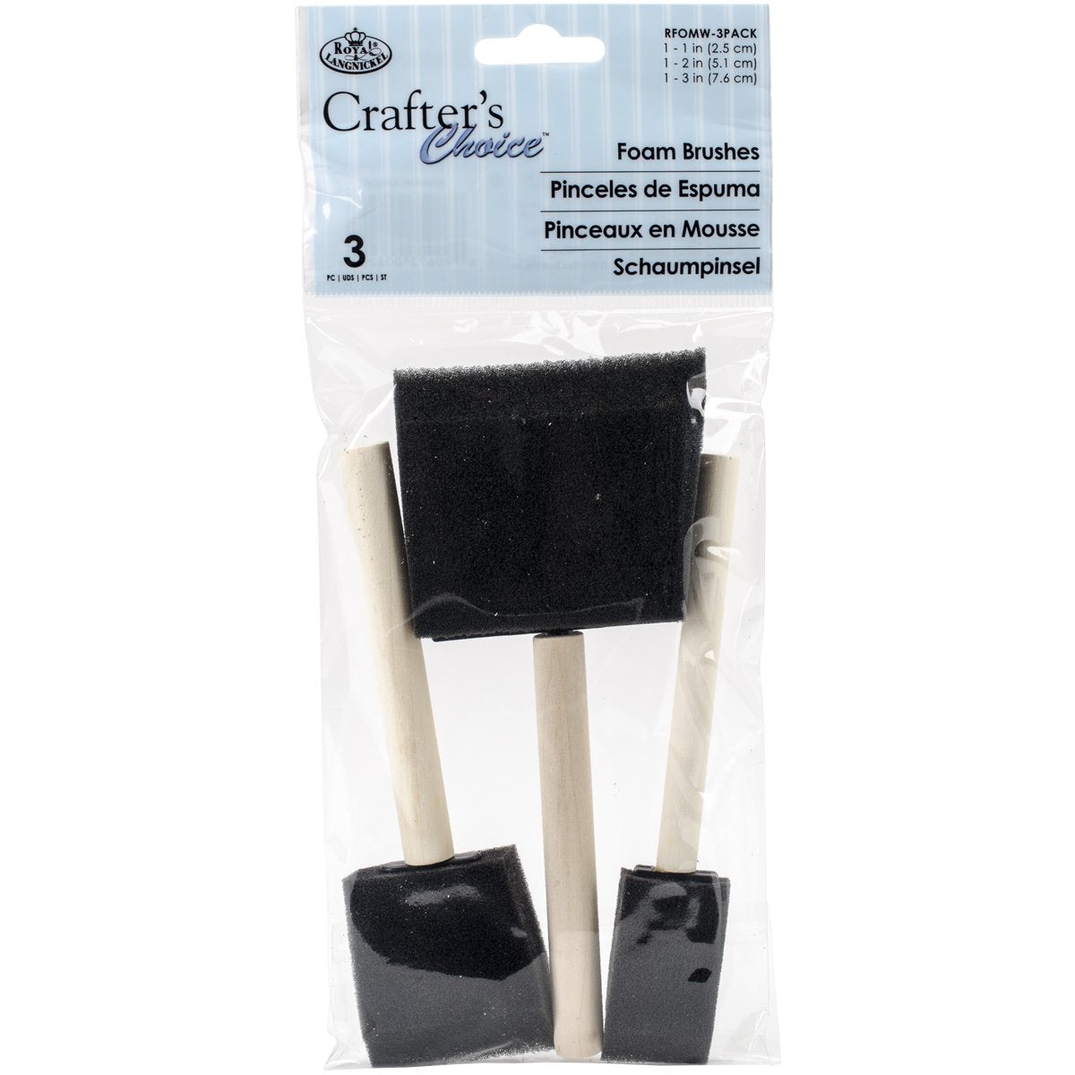 ROYAL BRUSH RFOMW-3P Foam Brush, 3-Pack Darkassorted, 1", 2" & 3" ROYAL BRUSH