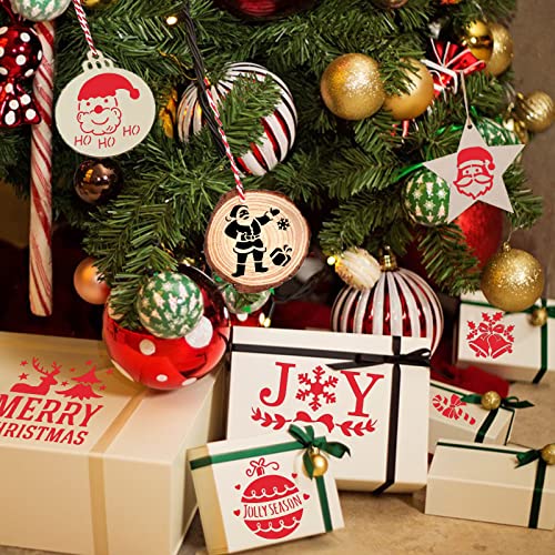 YEAJON 25Pcs Christmas Stencils 4x4 Inch for Painting on Wood Slice, Fabric, Paper, Windows, Cards, DIY Christmas Ornaments, Reusable Merry Christmas YEAJON