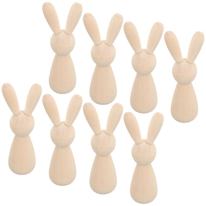 Light House Decorations for Home 10 Pcs Unfinished Wooden Peg Dolls Rabbit Wooden Peg Figures Animal Doll Bodies for DIY Craft Art Home Party - WoodArtSupply