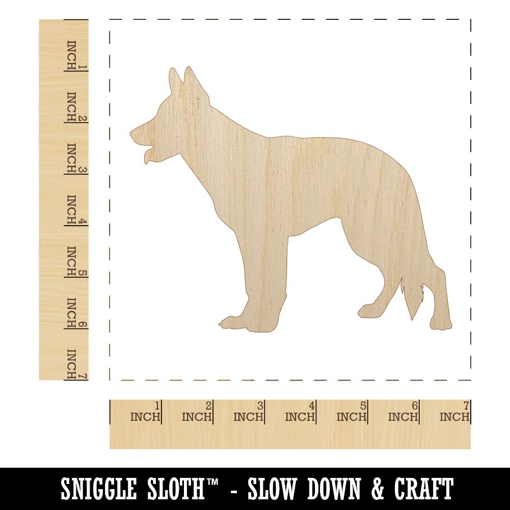 German Shepherd Dog Solid Unfinished Wood Shape Piece Cutout for DIY Craft Projects - 1/4 Inch Thick - 6.25 Inch Size Sniggle Sloth