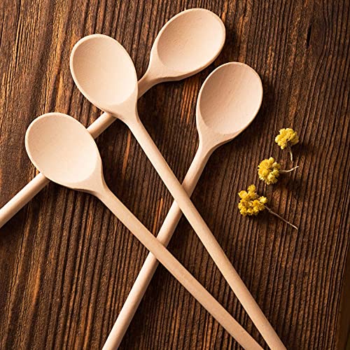 Mr.Woodware 12 Inch Wooden Spoons for Cooking - Set of 24 Long Handle Oval Wooden Spoon for Mixing, Stirring, Tasting - Kitchen Wooden Utensils For