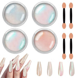 Allstarry Chrome Nail Powder Metallic Mirror Effect Pigment Iridescent Aurora, Mermaid Pearl Glitter Dust Kit for Gel Polish Nail Art Decoration, Allstarry