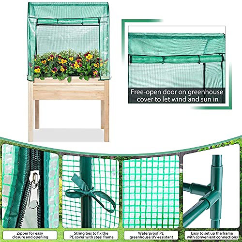 Elevated Wood Gardening Bed with Green House Cover - 36L x24W x 66H - Backyard Expressions