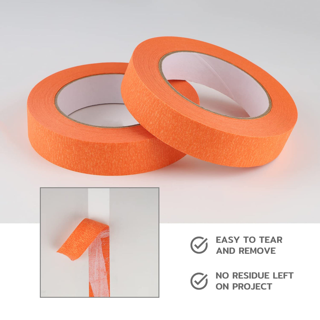 Lichamp 2 Pack Orange Painters Tape 1 inch, Orange Masking Tape 1 inch x 55 Yards x 2 Rolls (110 Total Yards) Lichamp