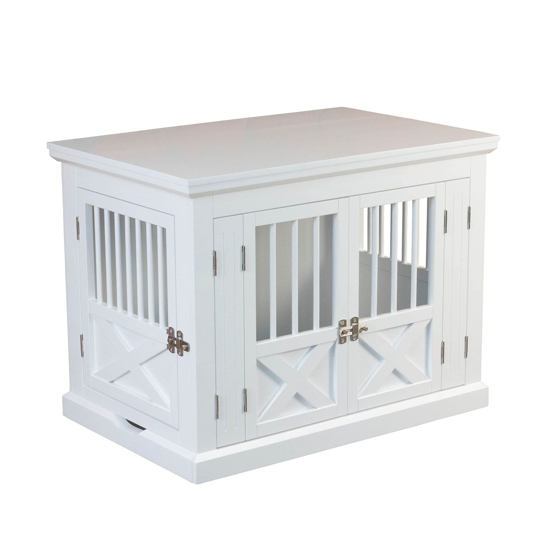 zoovilla Merry Products Triple Door Medium Dog Crate, Dog Kennel, Dog Cage, White - WoodArtSupply