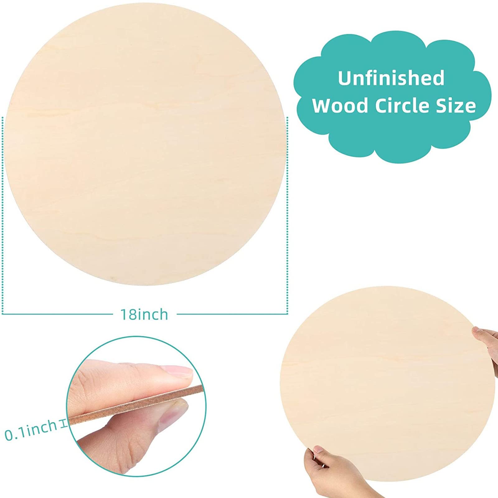 18 Inch Round Wood Circles Unfinished Wood Circles for Crafts, Door Hanger, Pyrography and Painting (8 Pieces) - WoodArtSupply