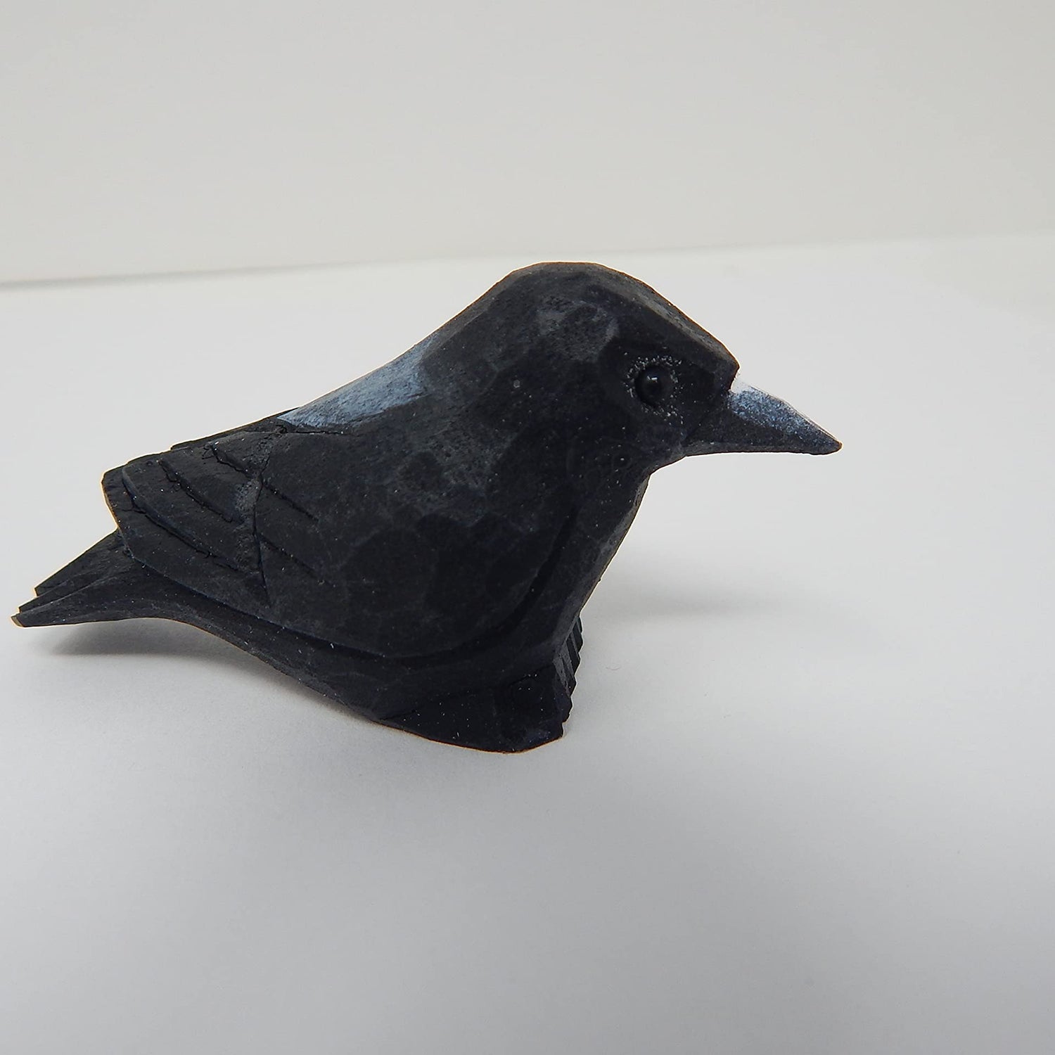Native Wooden Creations Raven Black Bird Crow Figurine Statue Sculpture Art Miniature Wood Carving Decor Small Animal Native Wooden Creations