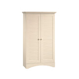 Sauder Harbor View Storage Pantry Cabinet, L: 35.43" x W: 16.73" x H: 61.02", Antiqued White finish Sauder