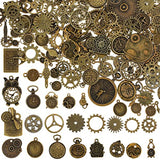 Hicarer 300 Gram Antique Steampunk Gear, DIY Assorted Mix Steampunk Wheel Alloy Cog Gear Pendants Charms Metal Watches Clocks Skull Charms for Hicarer