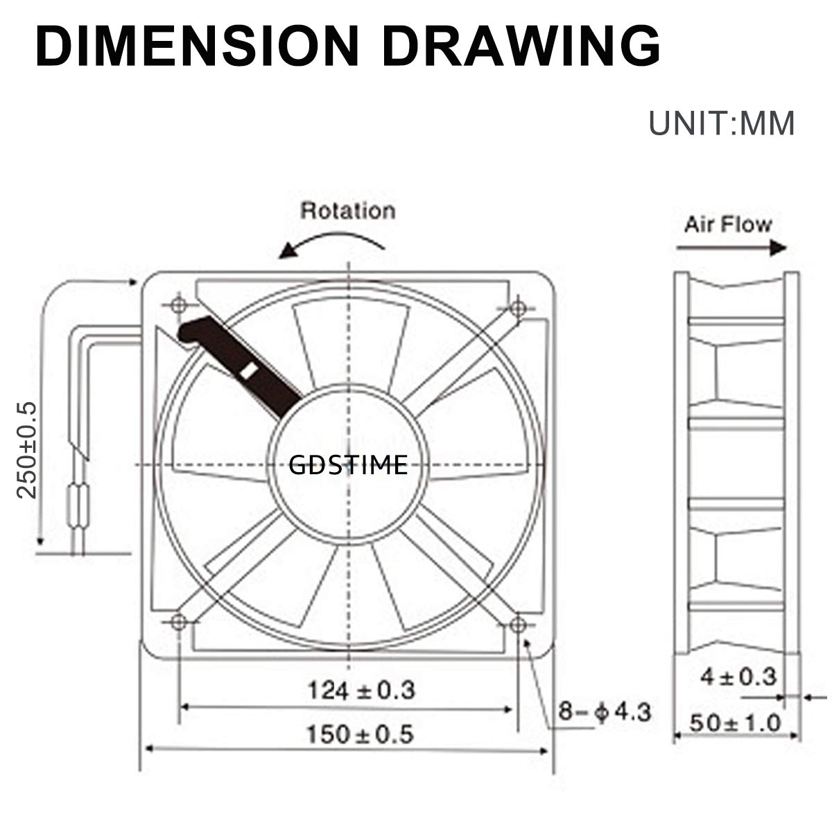 GDSTIME AXIAL Fan 15050, 110V 120V AC 150mm x 150mm x 50mm Fan, Ventilation Exhaust Projects Cooling Fan - WoodArtSupply