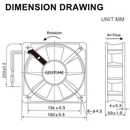 GDSTIME AXIAL Fan 15050, 110V 120V AC 150mm x 150mm x 50mm Fan, Ventilation Exhaust Projects Cooling Fan - WoodArtSupply